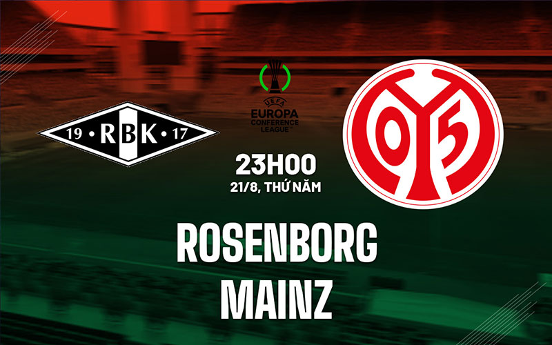 Rosenborg vs Mainz - 23h00 ngày 21/8 - Play-off UEFA League 2025/26