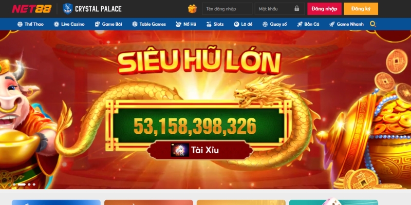Giao diện trang chủ giải trí hiện đại tại NET88